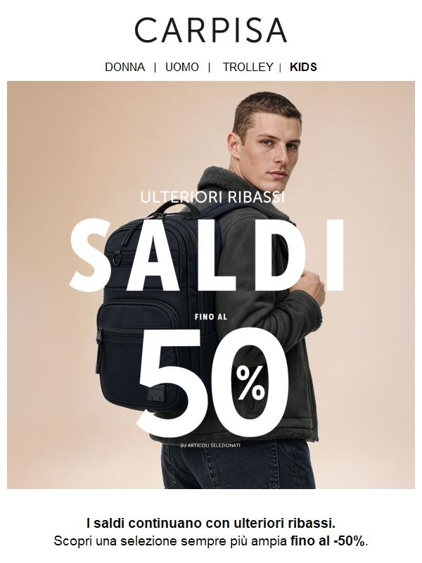 Ulteriori ribassi sulle valigie fino al -50% 🧳