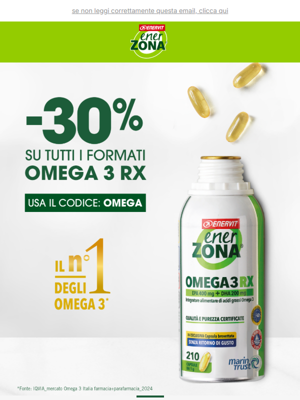 💚 Solo per te 30% di SCONTO su Omega 3 RX