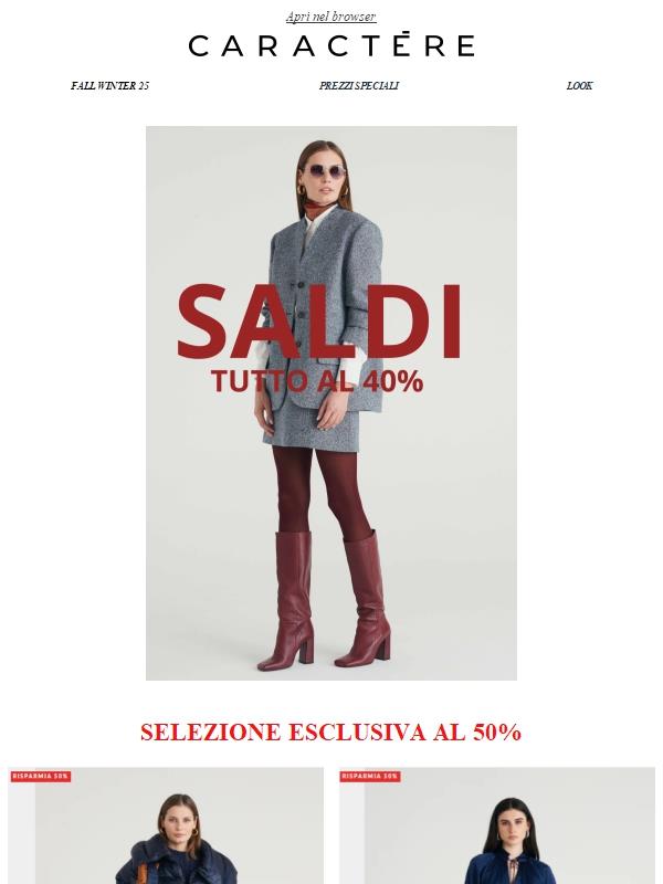 Saldi fino al -50% da oggi