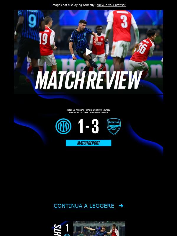 Match review, Inter-Arsenal 1-3