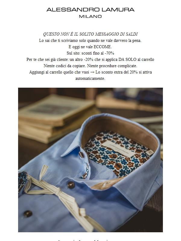 Saldi esclusivi fino al 70% da Alessandro Lamura