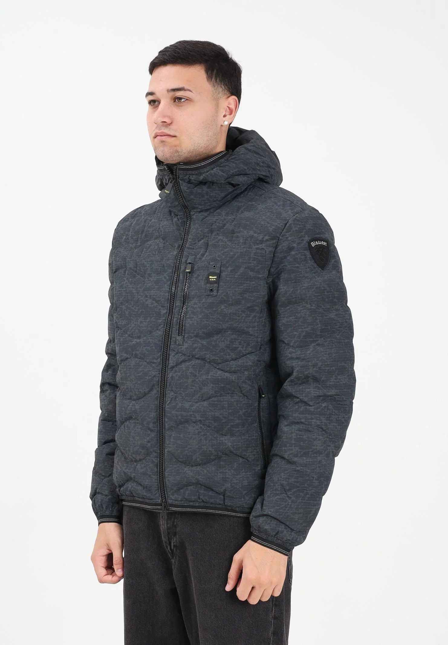 Image of BLAUER Piumino WAX AD ONDE WAVE nero da uomo