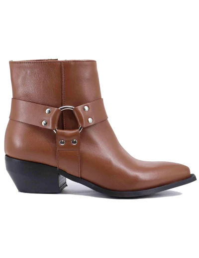 Texani donna in pelle cuoio con borchie argento Donna ELENA 50 014