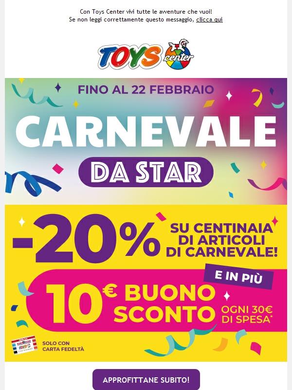 🥳 Carnevale da star con il -20% da Toys Center!