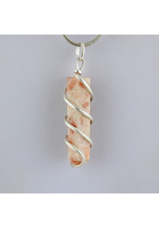 Image of Ciondolo PIETRA Del SOLE ELIOLITE in Spirale Cristalloterapia Chakra Reiki Zen