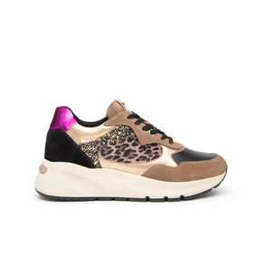 Nero Giardini Sneakers Donna con Zeppa in Camoscio Multicolor Animalier