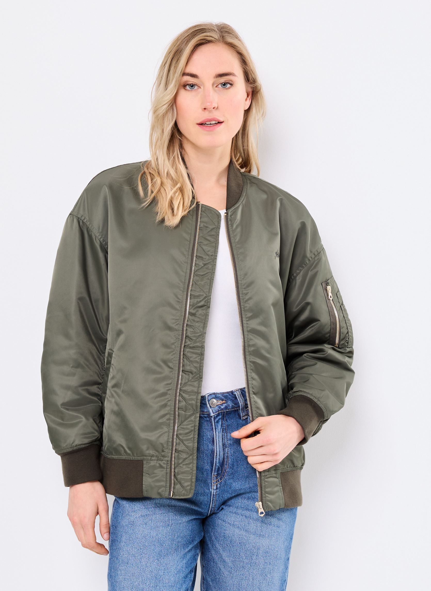 Schott Giubbotti Bomber Femme Long Zippe Cote Schott donna verde