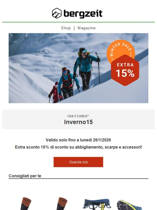 Extra 15% solo per questo weekend! 🔥