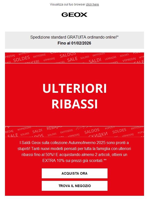 Nuovi ribassi Geox: fino al 50% + EXTRA 10%! 💥