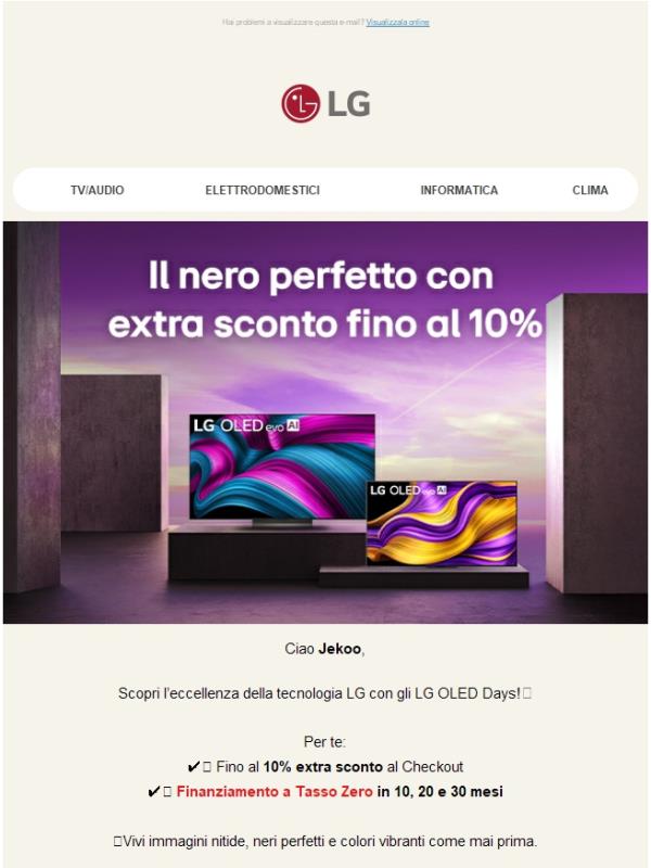 ✨LG OLED Days: fino al 10% extra sconto