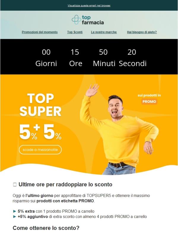 ⏰ Scade oggi: 5% + 5% sui PROMO
