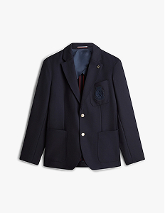 Blazer regular fit in lana con stemma TH