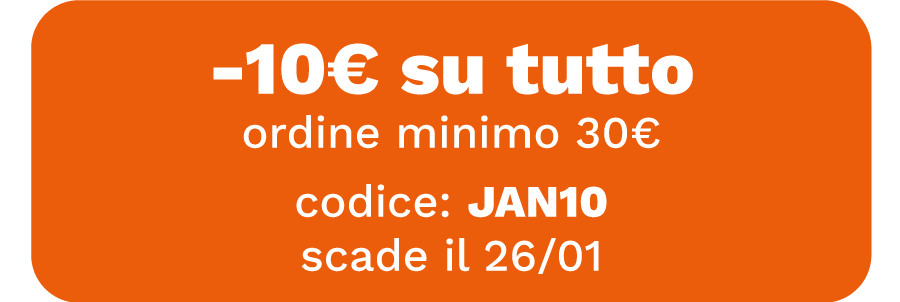 -10€ su tutto, ordine minimo 30€, codice: JAN10, scade il 26/01