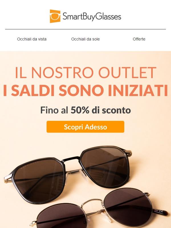Saldi outlet: fino al 50% di sconto su occhiali