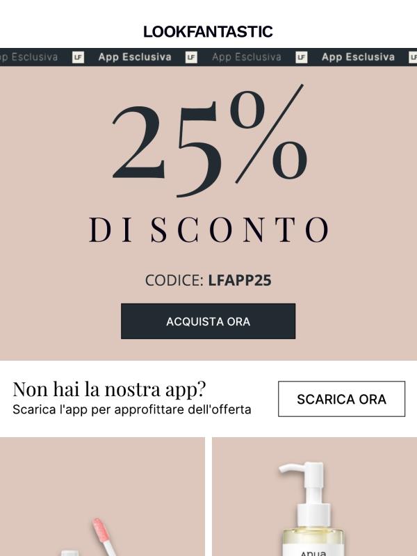 Il tuo sconto del 25% ti aspetta sull’app