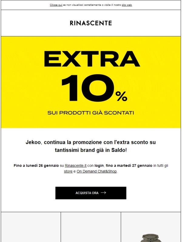 Extra 10% sui Saldi, la promozione continua