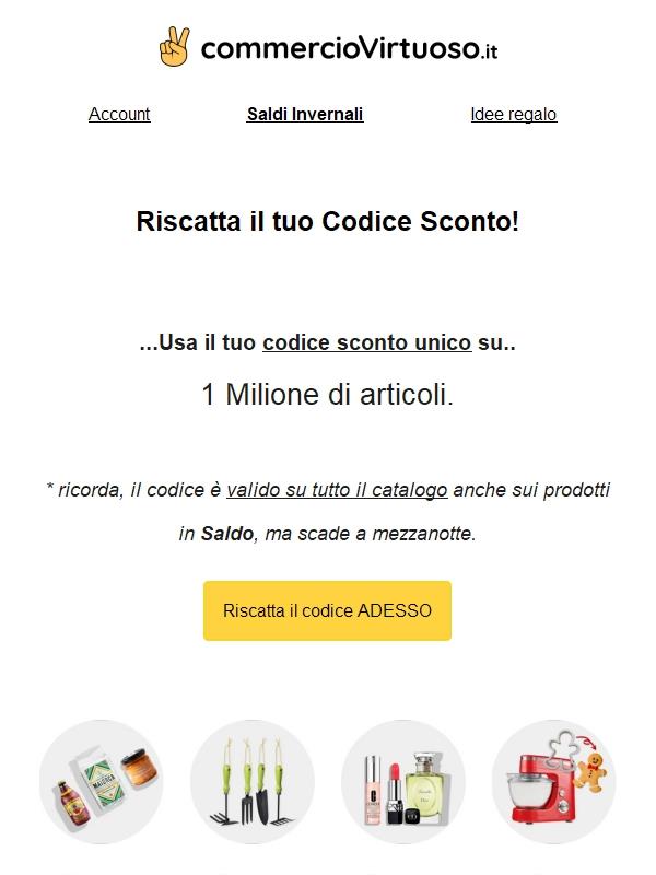 Complimenti! Codice sconto esclusivo per te 🎉