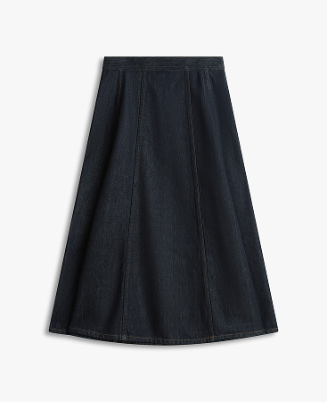 Gonna midi a campana e vita alta in denim