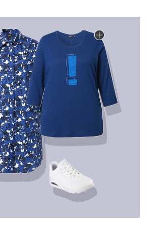 Maglia classica con punto esclamativo, scollo a girocollo e maniche a 3/4