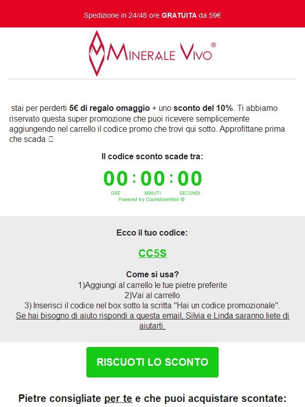 Stai per perdere 5€ in regalo + un 10% di sconto 🎁