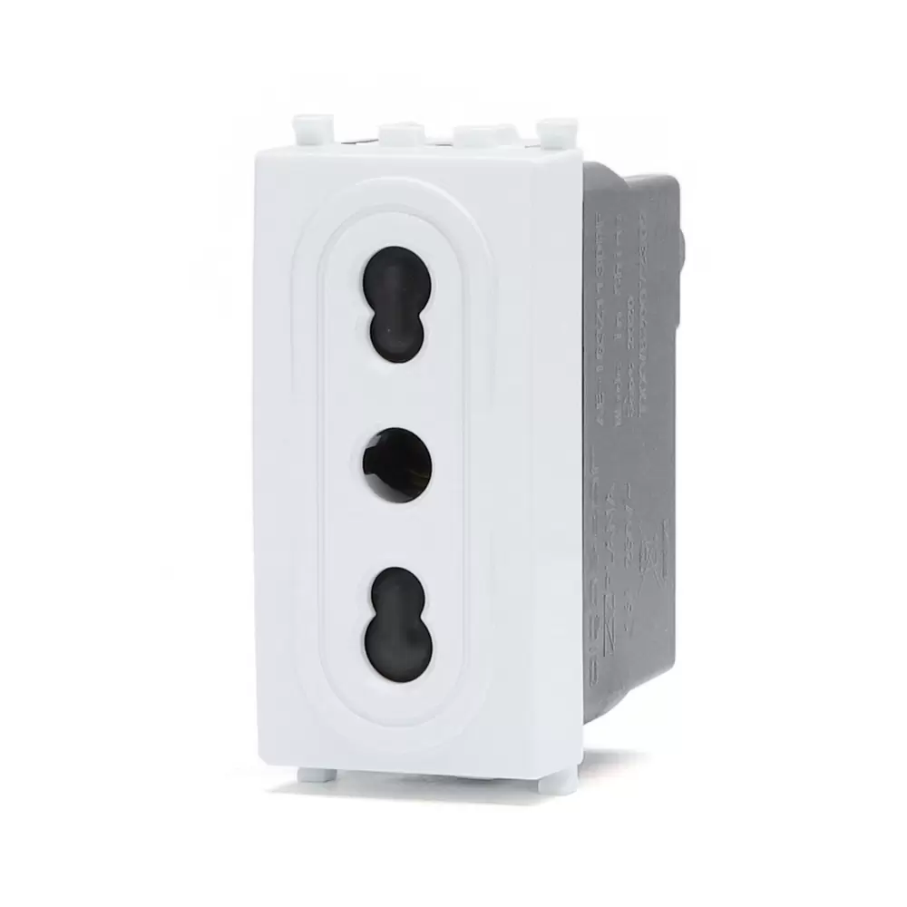Presa bipasso bivalente 16A bianca compatibile anche con Vimar Plana