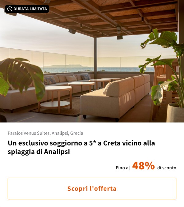 Un esclusivo soggiorno a 5* a Creta vicino alla spiaggia di Analipsi