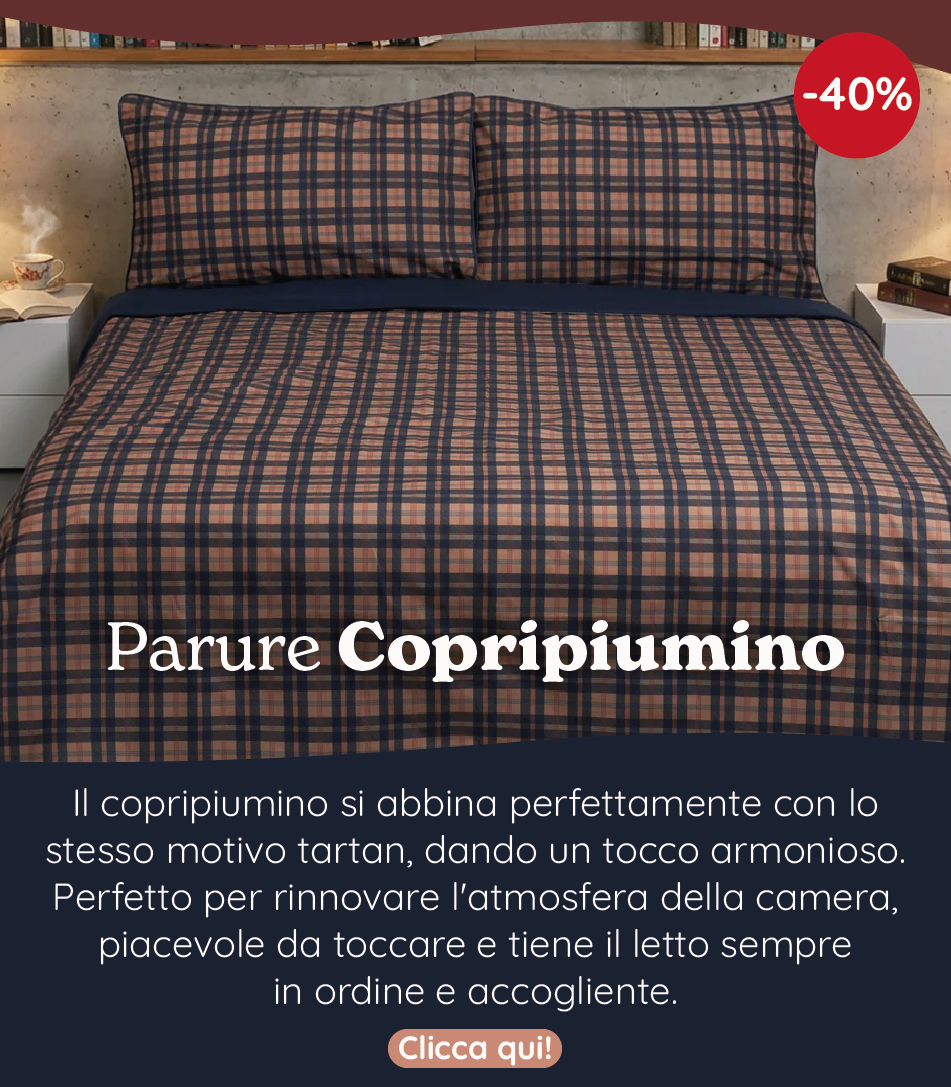 Parure Copripiumino in Percalle di Cotone Stampa a Quadri - Silene