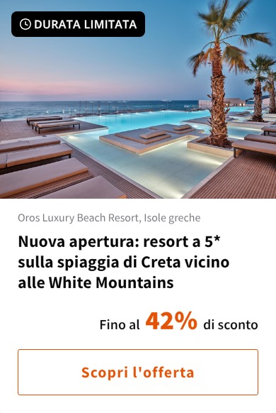 Nuova apertura: resort a 5* sulla spiaggia di Creta vicino alle White Mountains