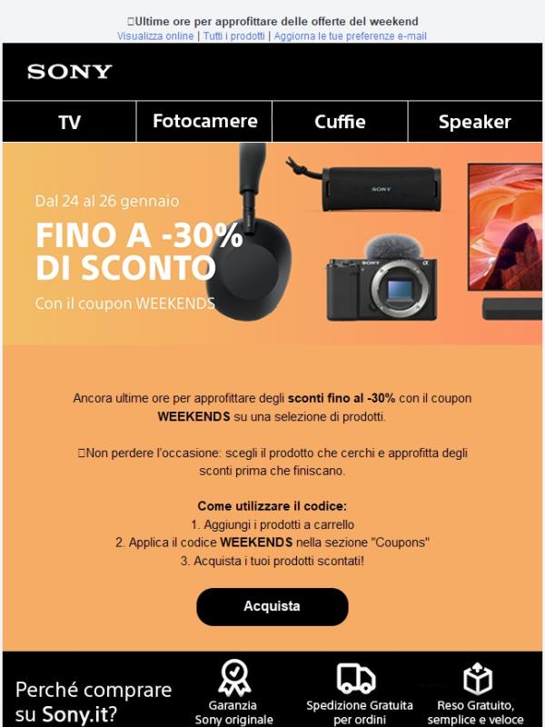 Ultimo giorno: sconti fino al -30% solo fino a oggi