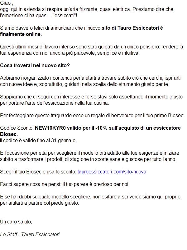 Nuovo Sito + Sconto 1° Essiccatore