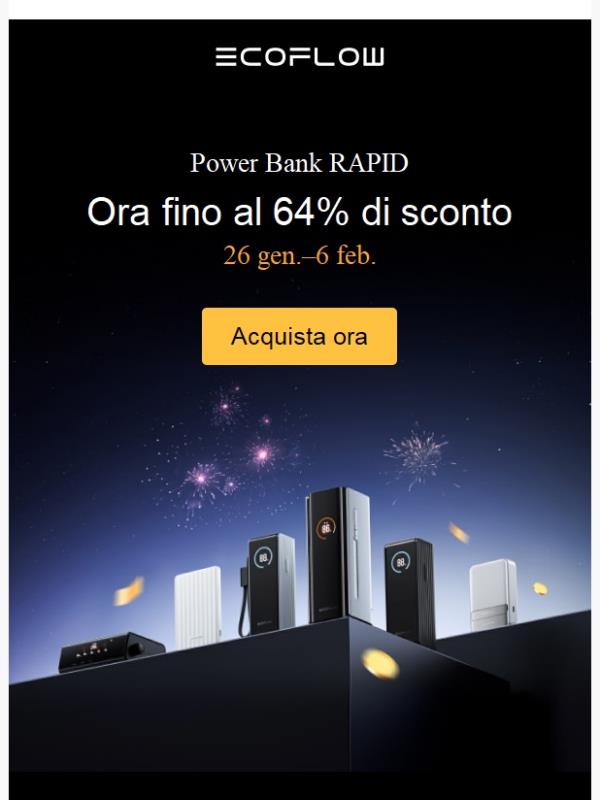 🔋 Offerta lampo attiva: Power Bank RAPID fino al 64% di sconto