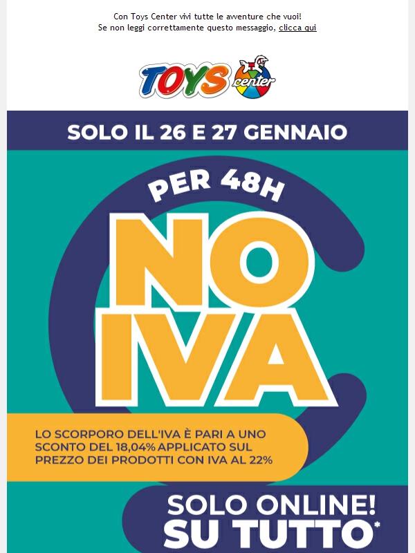 📢 NO IVA su TUTTO, solo ONLINE, il 26 e 27 gennaio!