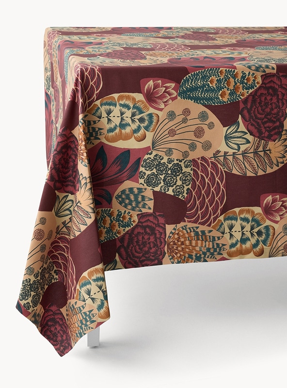 Tovaglia in panama di cotone con stampa cactus