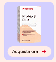 Integratore Redcare Probio 8 Plus + Inulin con confezione e pulsante &ldquo;Acquista ora&rdquo;.