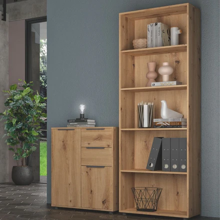 Libreria da Ufficio 5 Ripiani Mobile Multiuso Salvaspazio in Legno FSC  69x35x200 cm