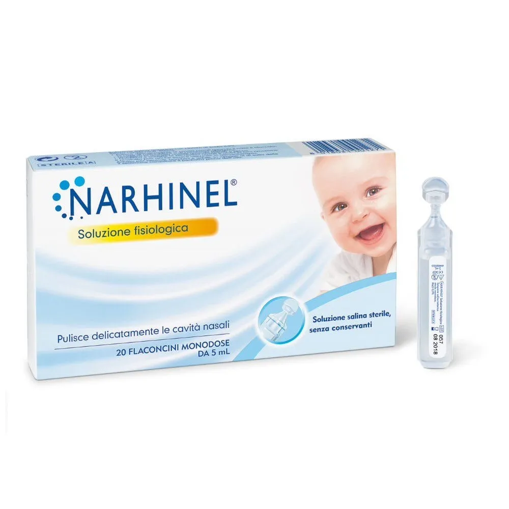 Narhinel Soluzione Fisiologica Salina Isotonica per Naso Chiuso 20 Flaconcini Monodose da 5ml