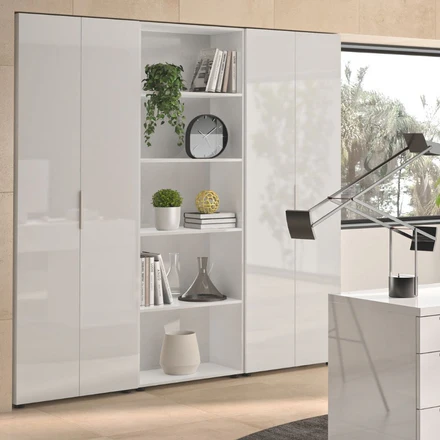 Libreria da Ufficio 5 Ripiani Mobile Multiuso Legno FSC D69x35x200 cm Bianco