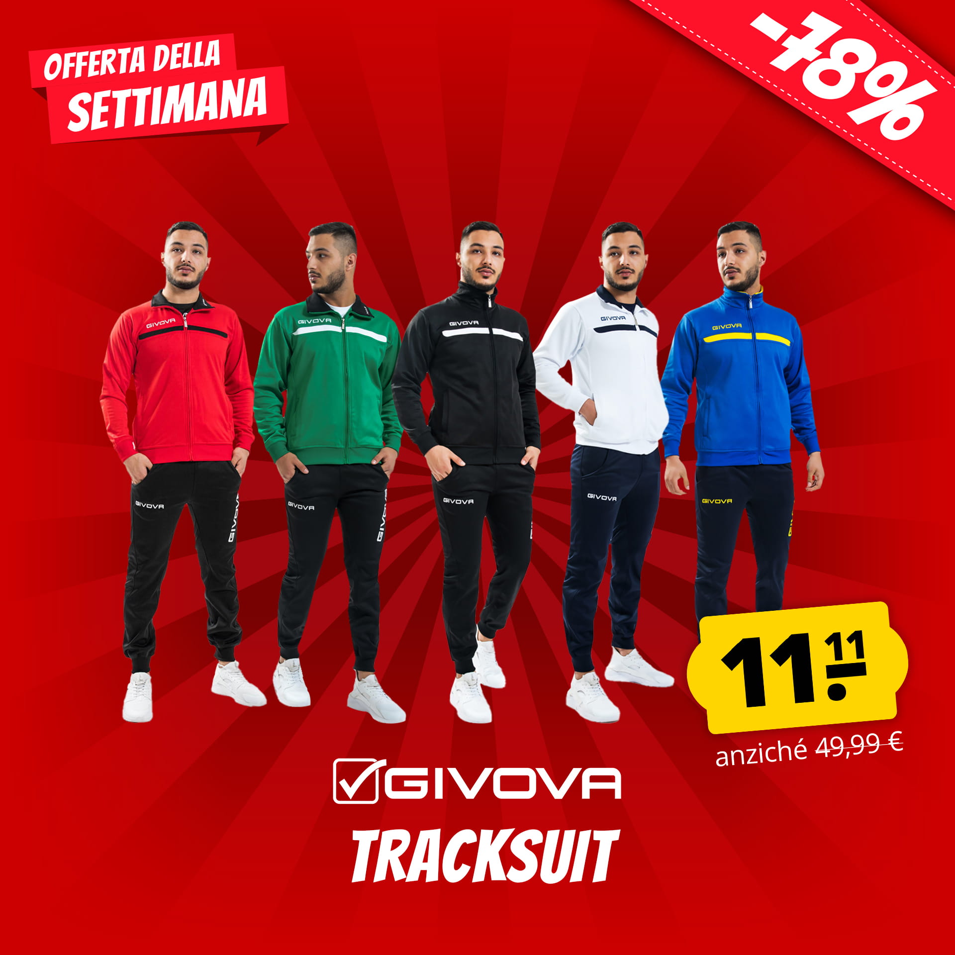 givova one full zip completo sportivo