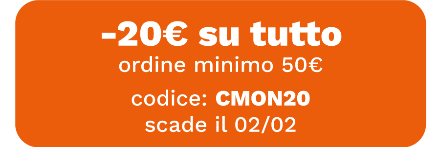 -20€ su tutto, ordine minimo 50€, codice: CMON20, scade il 02/02