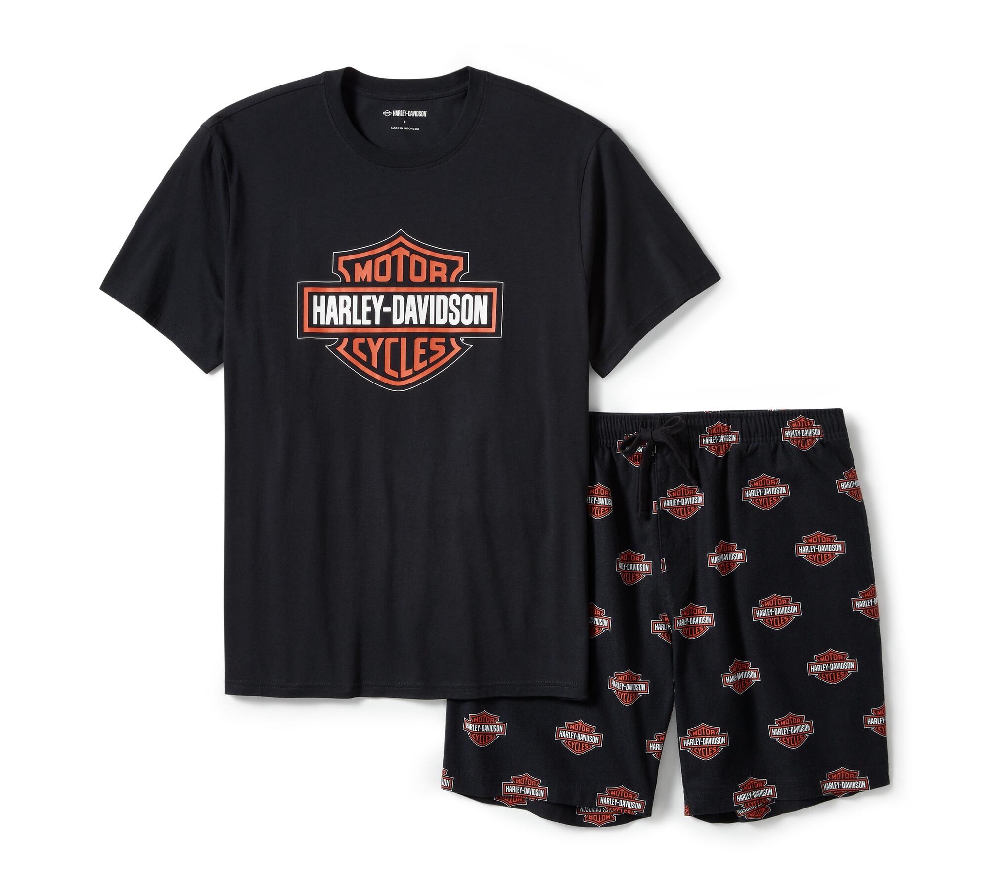 COMPLETO PIGIAMA CON PANTALONCINI E STAMPA BAR & SHIELD