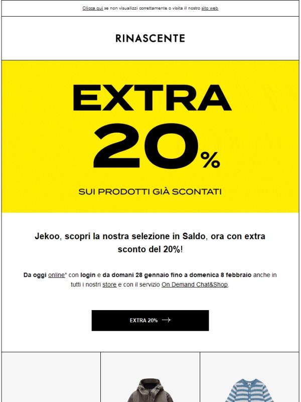 Extra 20% di sconto sui Saldi