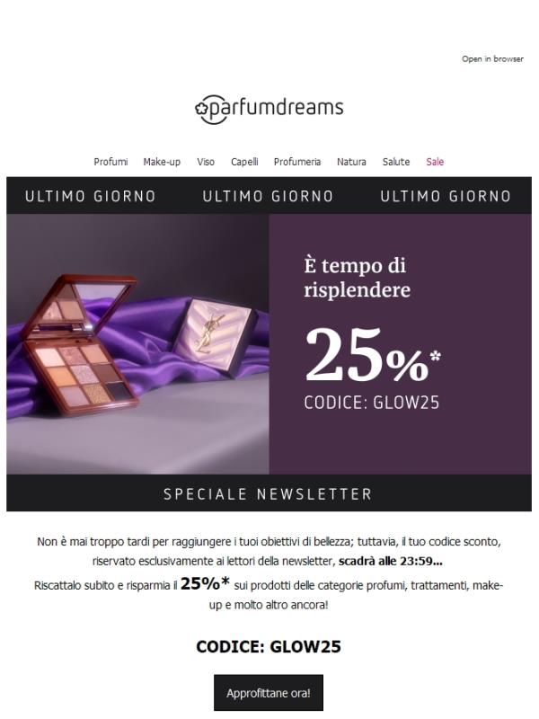 😲 Il tuo codice sconto del 25% sta per scadere!