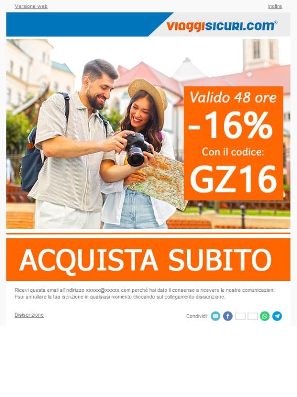 - 16% su tutte le nostre polizze!