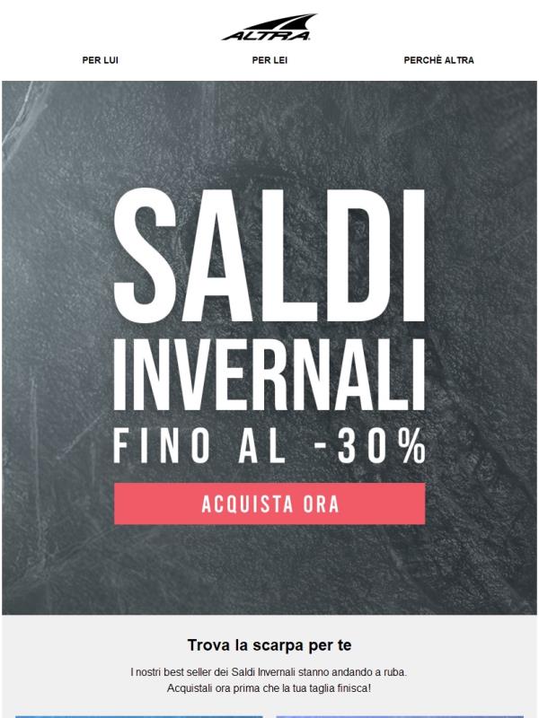 Saldi invernali ❄️ Risparmia fino al 30%