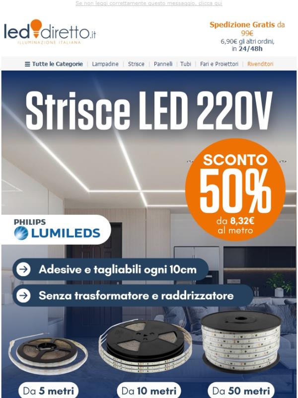 💡Strisce LED 220V tornate disponibili: -50% da 8,32€ al metro