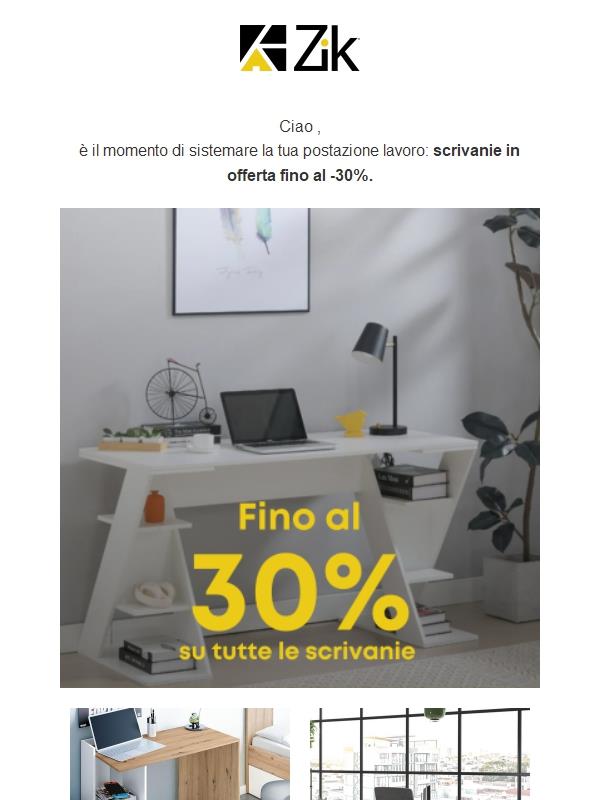 Scrivanie -30%: scegli ora