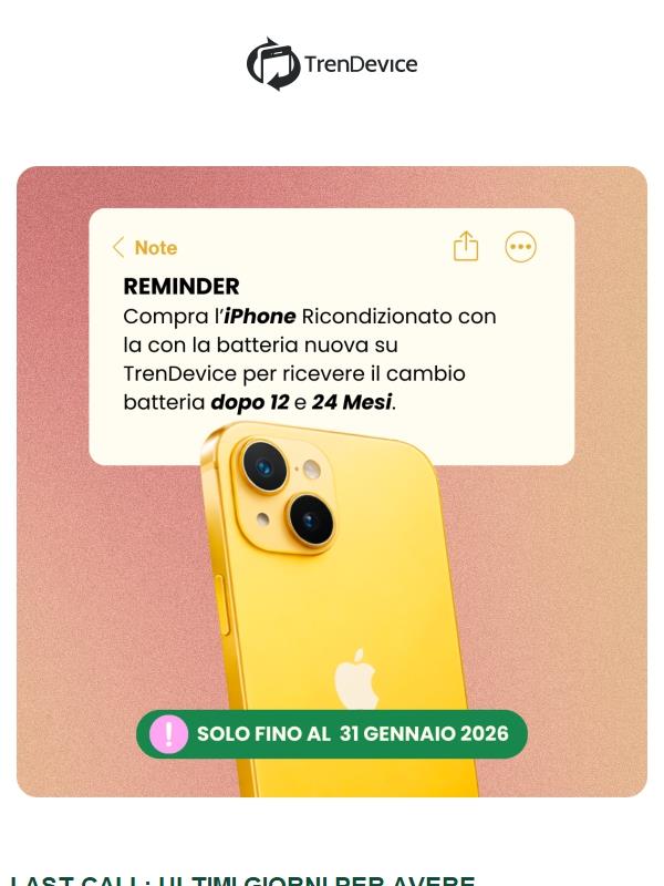 🔋Last Call: Batteria nuova per 3 anni.