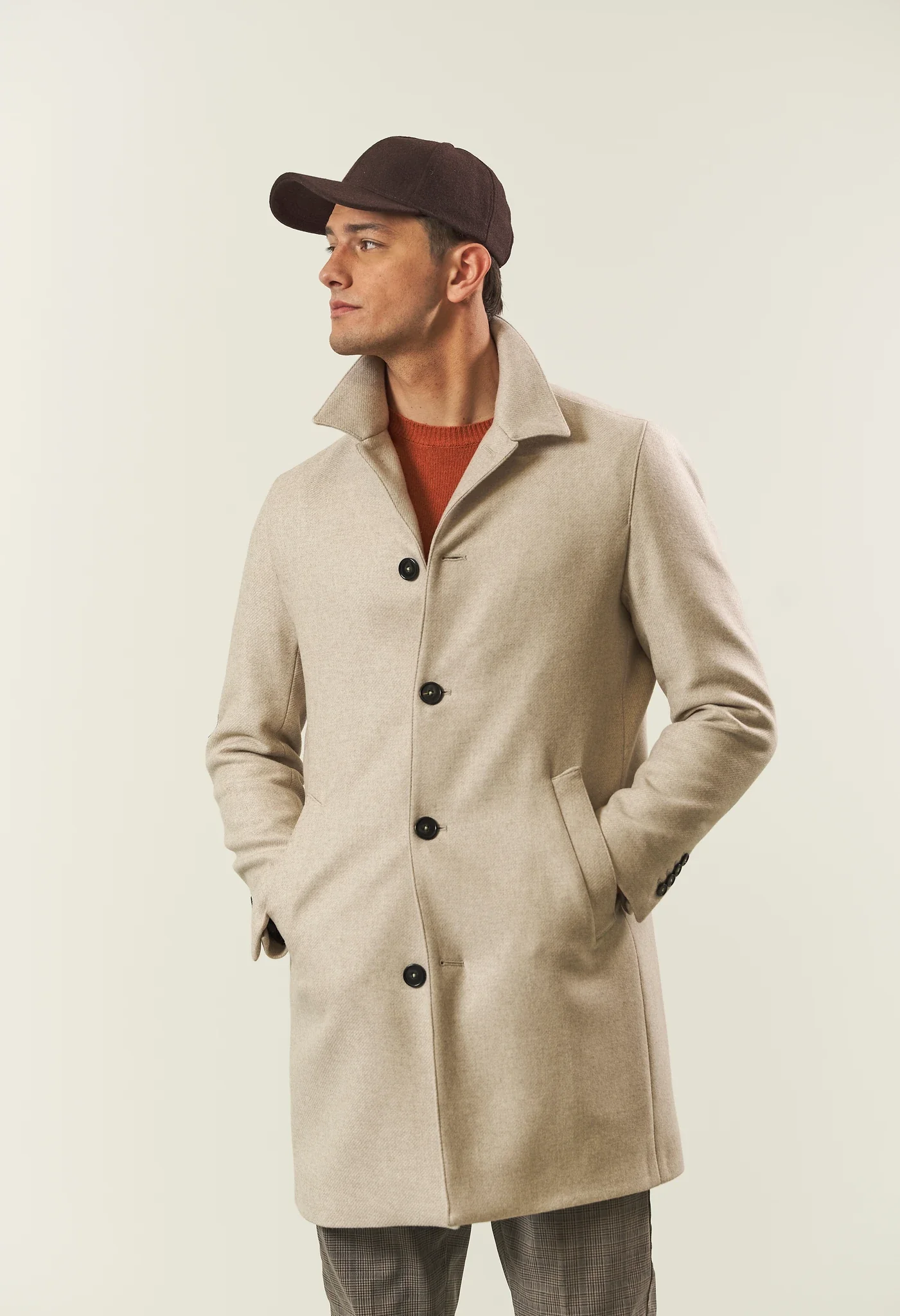 Image of Cappotto car coat beige misto lana