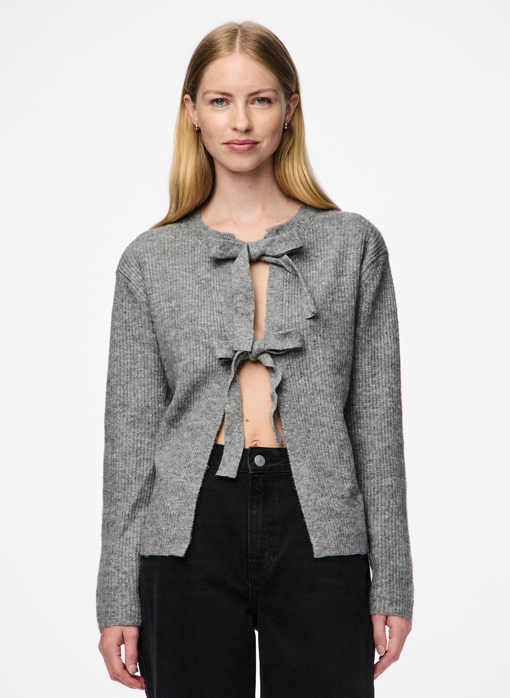 Pieces Gilet e Giacche Pcsilly Ls Rev Tie Knit Noos Bc donne grigio