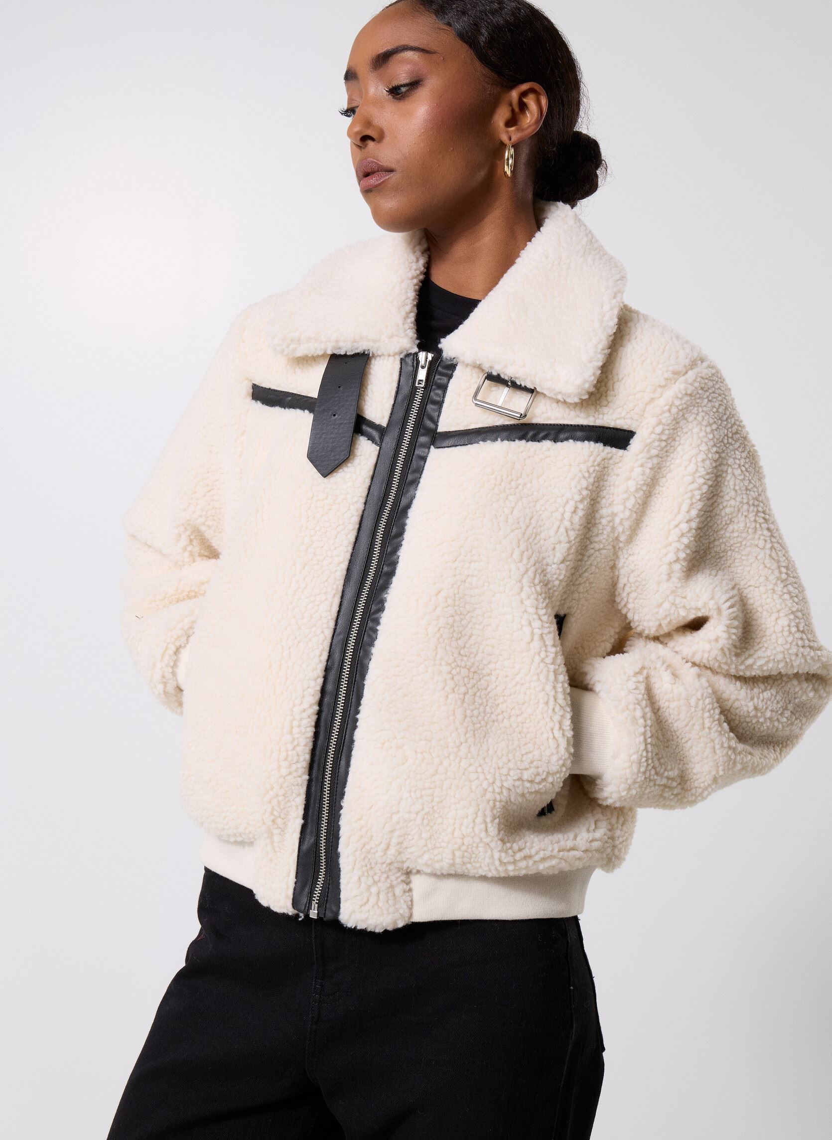 Vila Bombers Vitedina L/S Bomber Teddy Jacket donne bianco